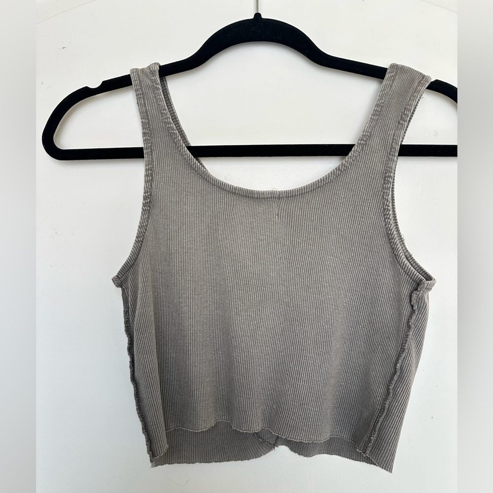 Urban Nation Raw Seam Ribbed Crop Tank Top - Picture 6 of 6